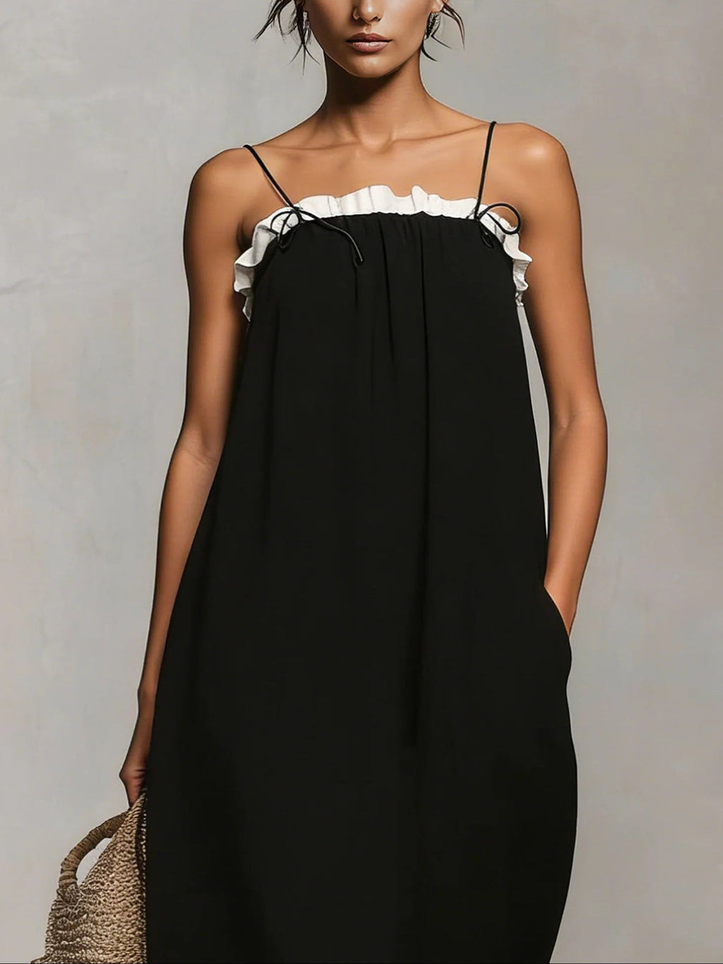 Mirelle™ | Maxi-jurk met spaghettibandjes en kleurblokken