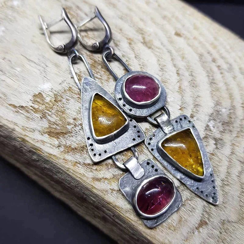 Retro Geometric Triangle Earrings
