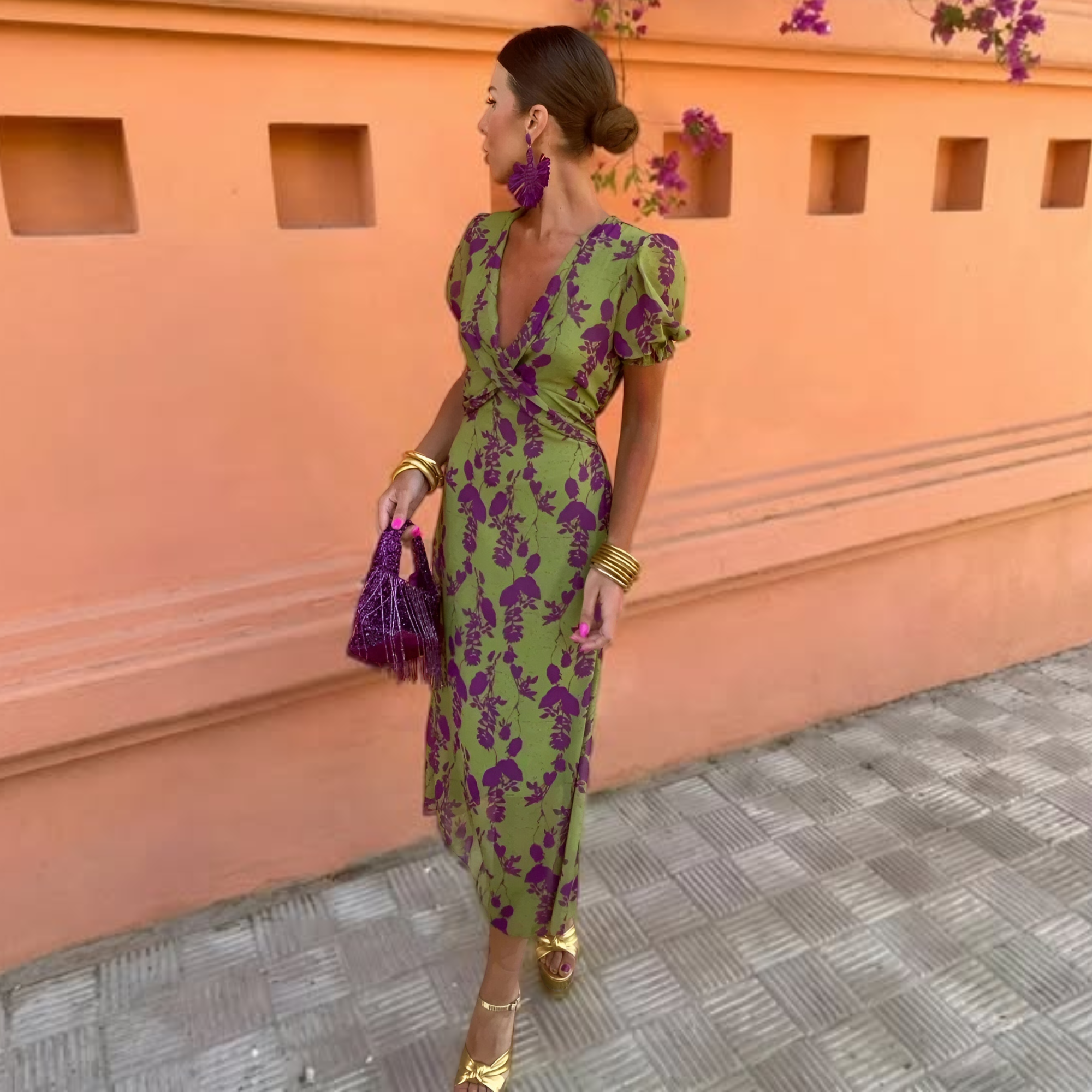Elea™ | Wikkeljurk met bloemenprint