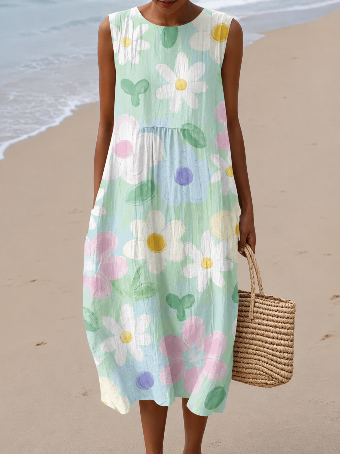 Pastel Floral Midi Dress