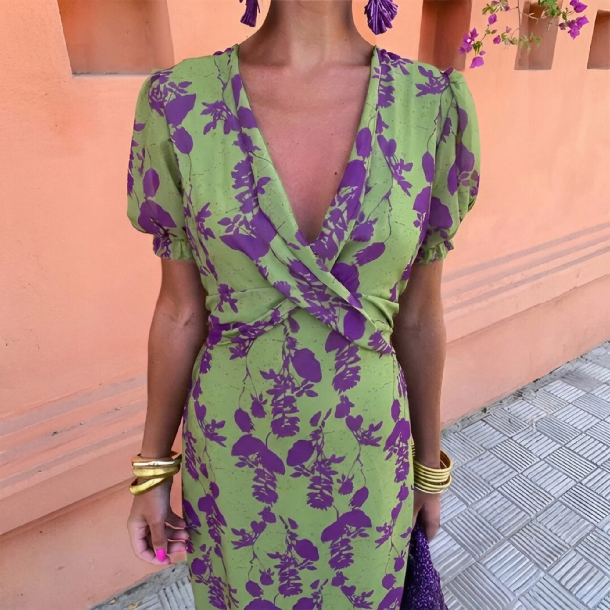 Elea™ | Wikkeljurk met bloemenprint