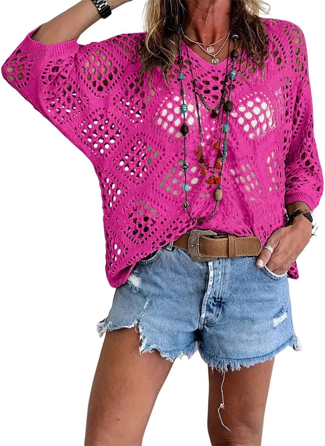 Marielle™ | Boho gehaakte top met V-hals