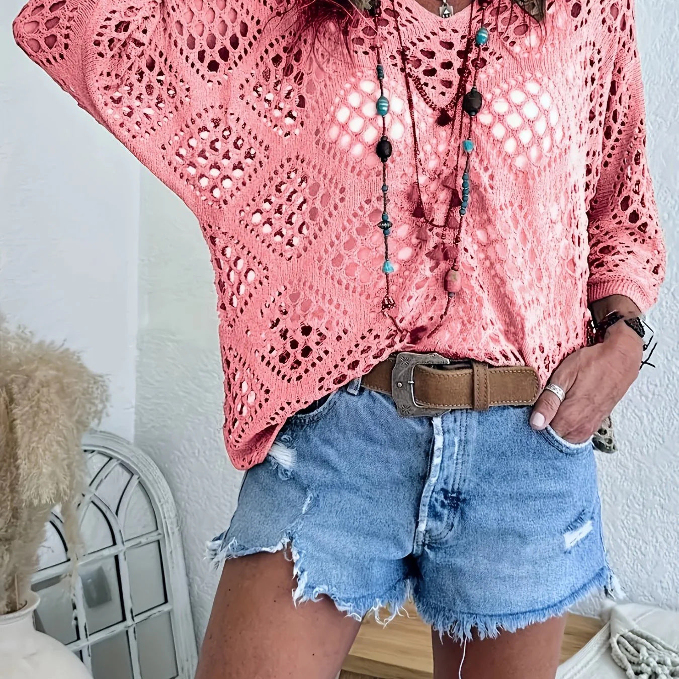 Marielle™ | Boho gehaakte top met V-hals