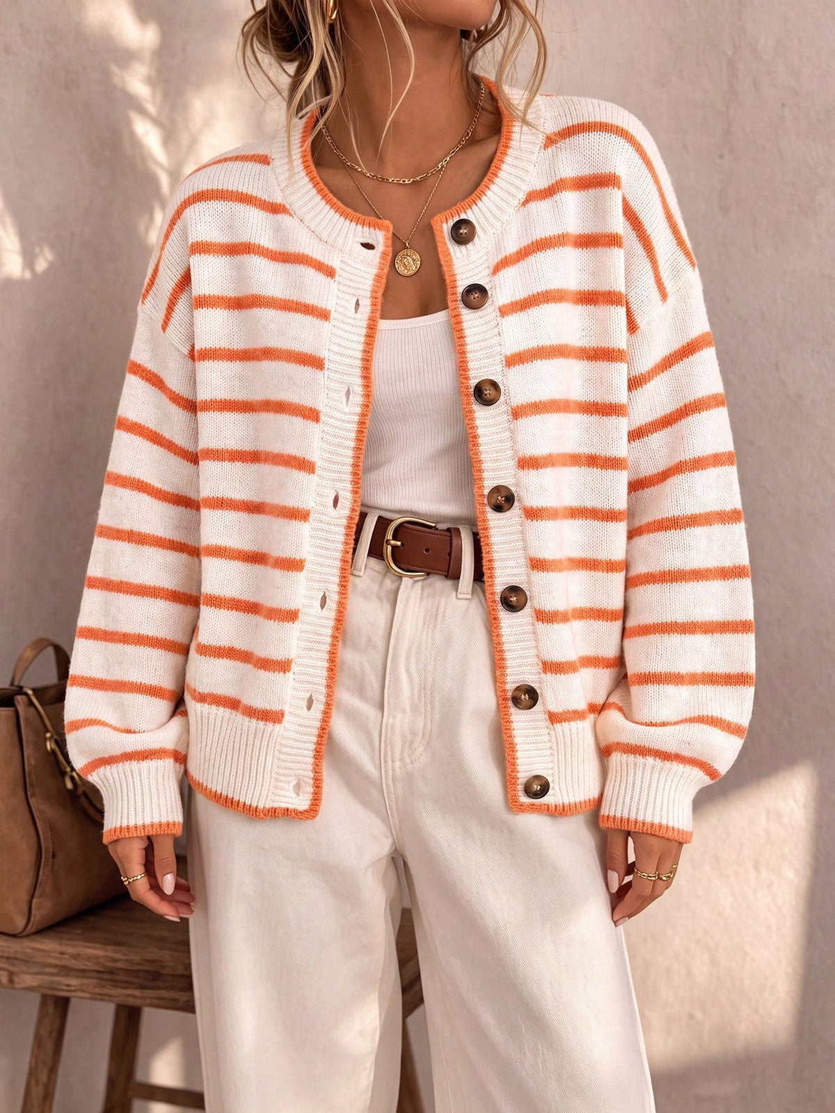 Céliane | Chic Striped Knit Cardigan