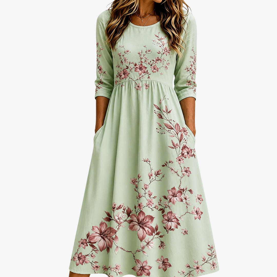 Grace Midi Dress in Sage Floral