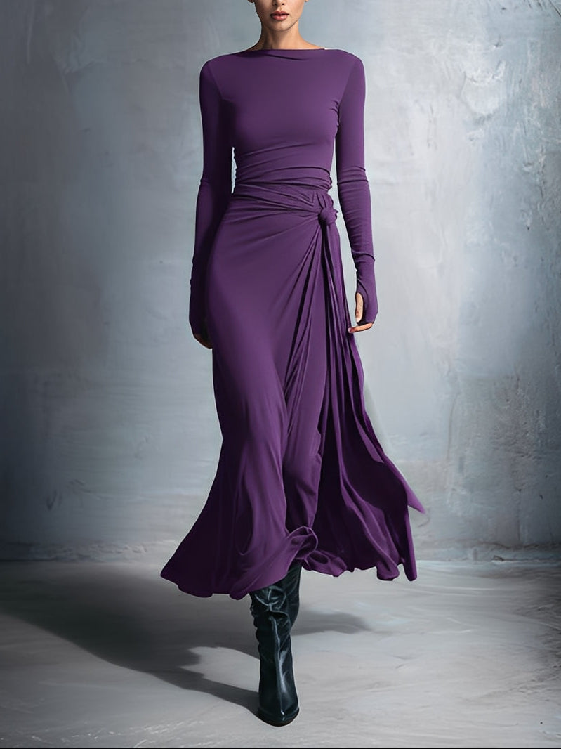 Gabriella | Langes Kleid mit seitlichem Knoten-Detail