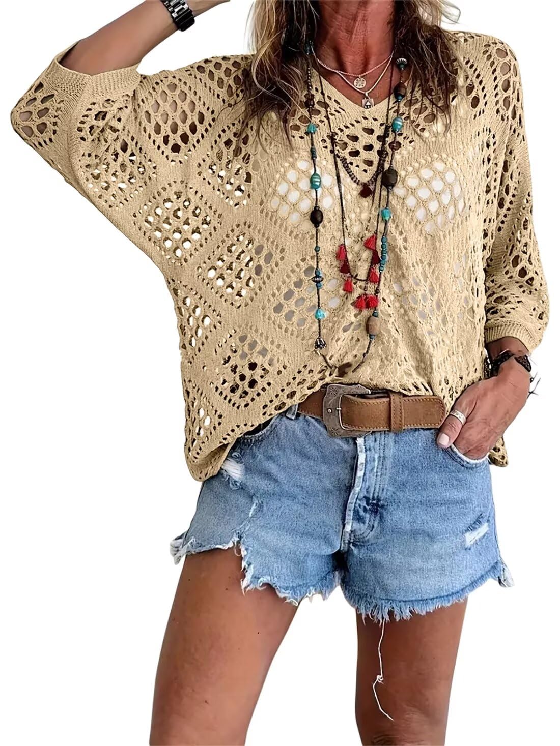 Marielle™ | Boho gehaakte top met V-hals