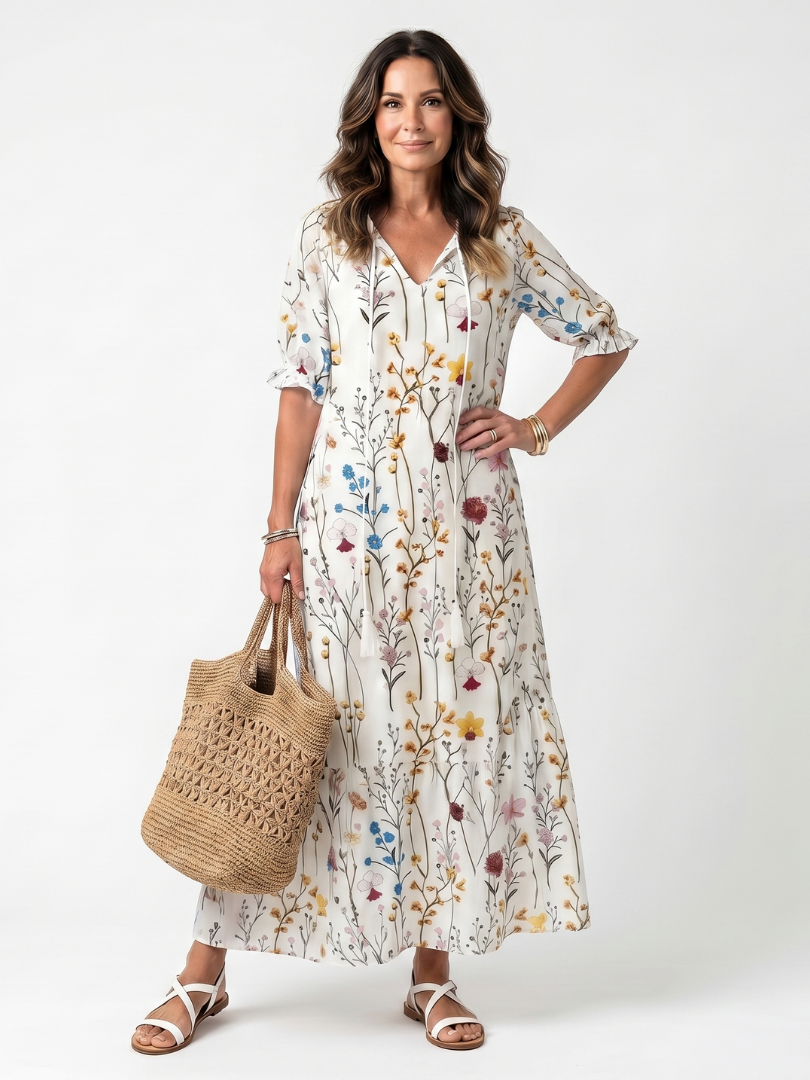 Sylvie | Midi-Dress mit floralem Design