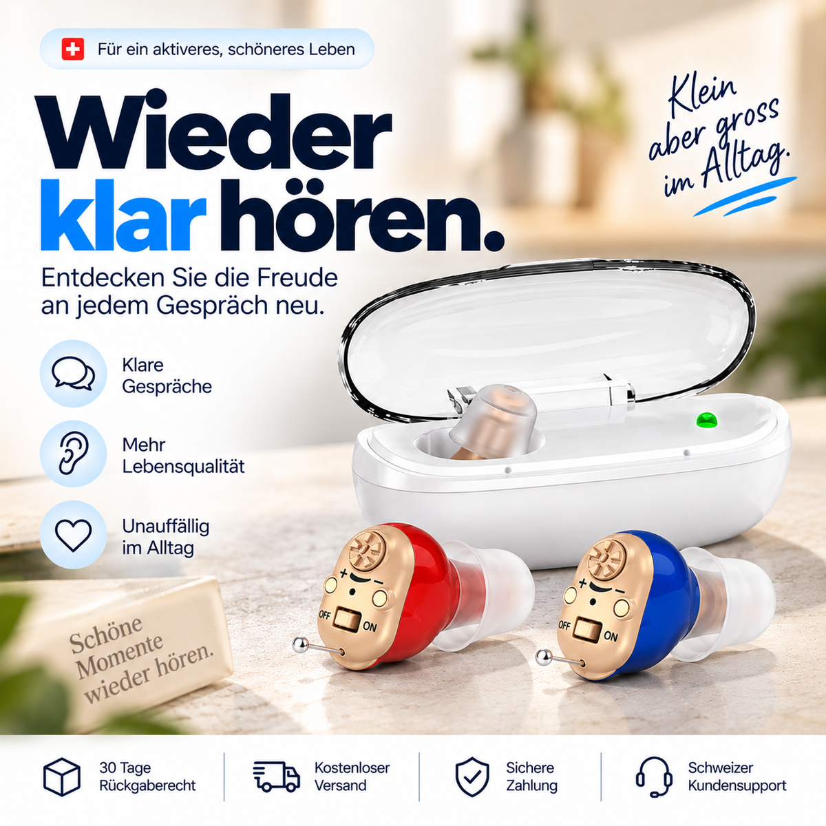 Hoor Duidelijk™ | Discreet oplaadbaar hoortoestel