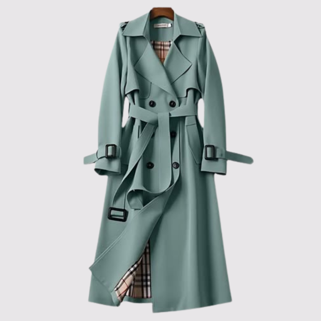 Sienna minimalistische trenchcoat in saliegroen