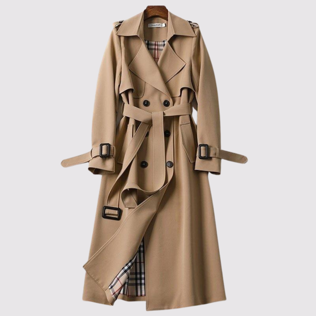 Sienna minimalistische trenchcoat in saliegroen
