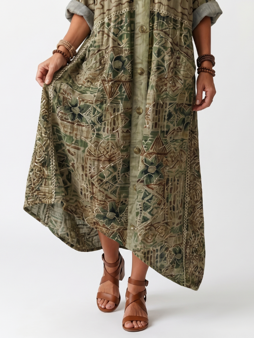 Aleta | Midi-Kleid mit Knopfdetails und praktischen Taschen