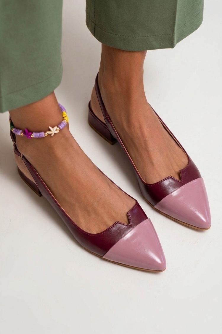 Ballerinas Slingback mit Cut-Out, Farbblockdesign, spitzer Kappe und Schnalle