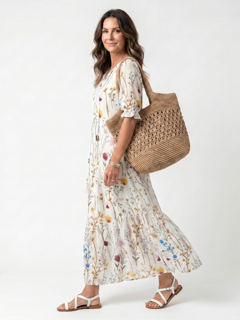 Sylvie | Midi-Dress mit floralem Design