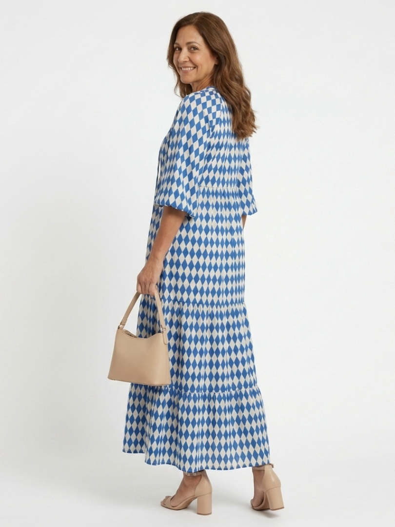 Elodie | Robe midi à motif diamant
