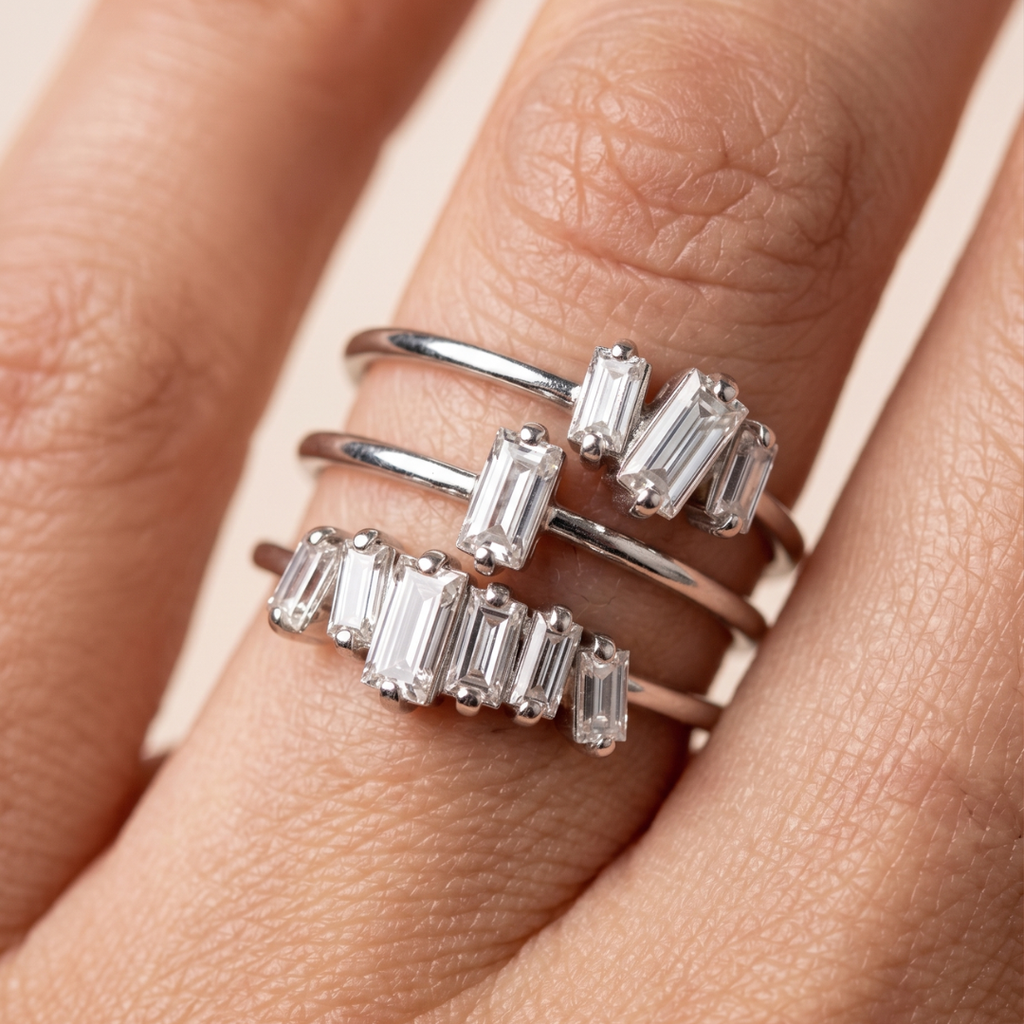 Lunaria™ - Elegantes Ring-Set mit Baguette-Design