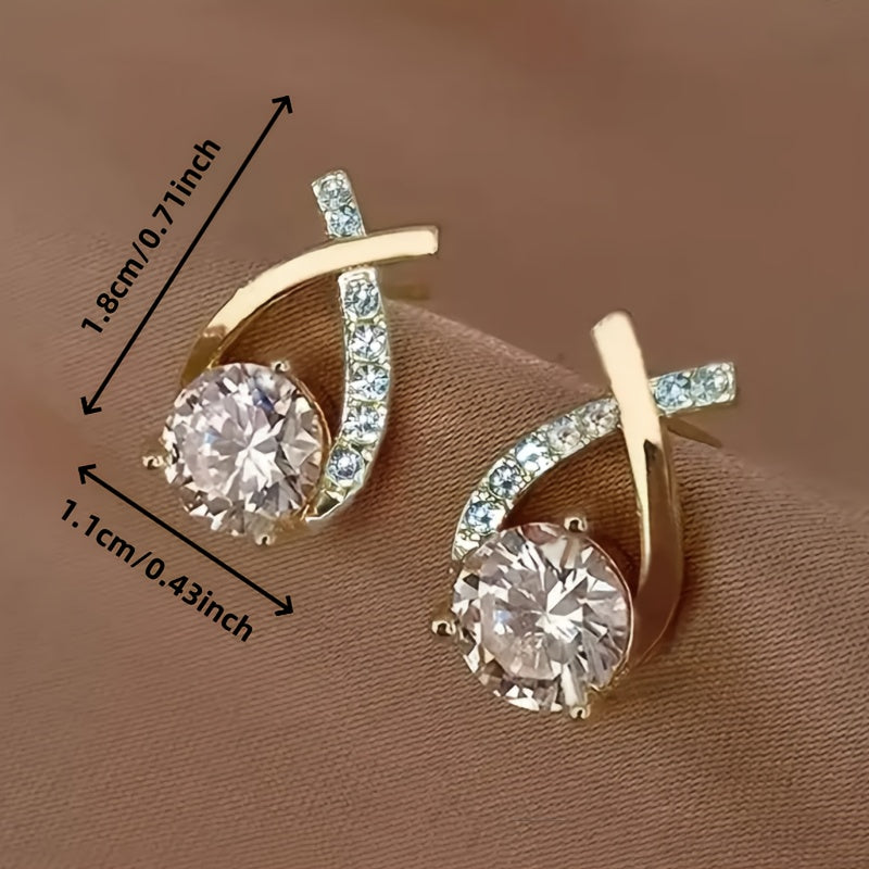 Goldene Kreuzohrringe mit Zirkonia