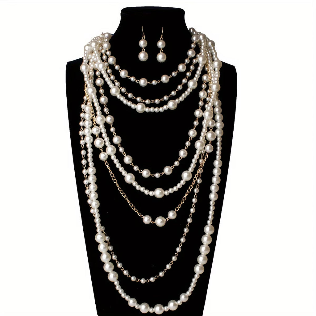 Boho mehrlagiges Perlen Statement-Set