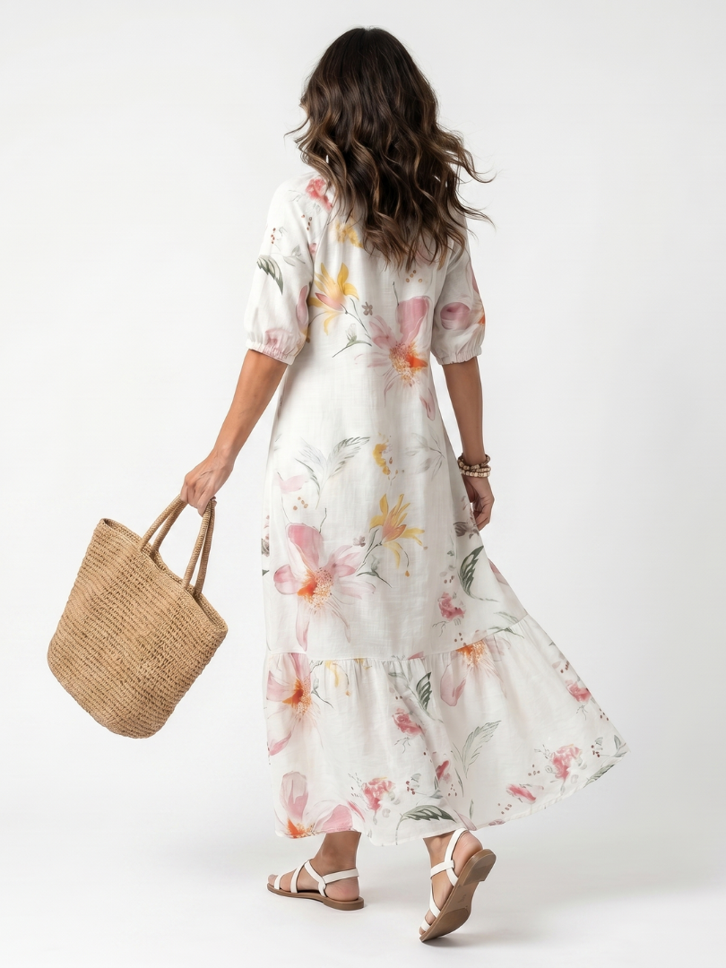 Midi-Blumenkleid Pauline mit Rüschen