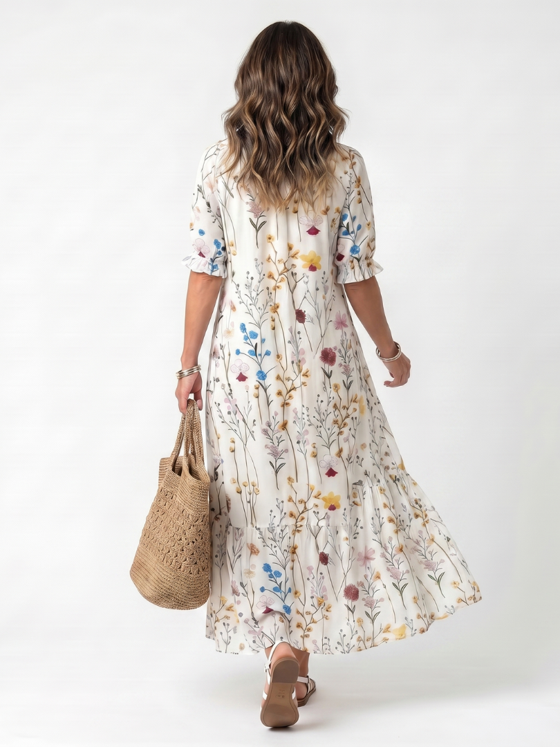 Sylvie | Midi-Dress mit floralem Design