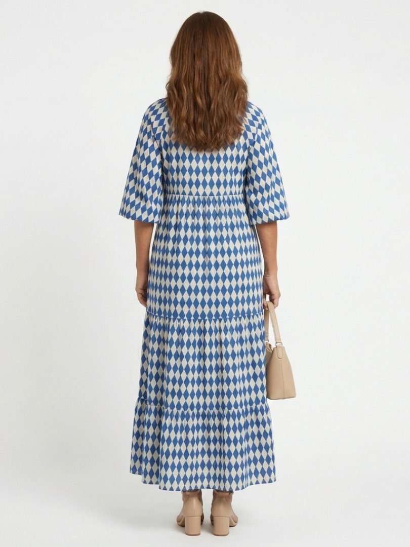 Elodie | Robe midi à motif diamant