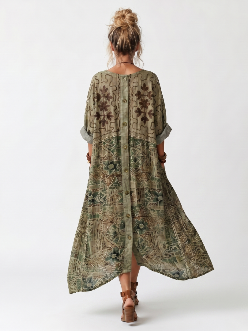 Aleta | Midi-Kleid mit Knopfdetails und praktischen Taschen