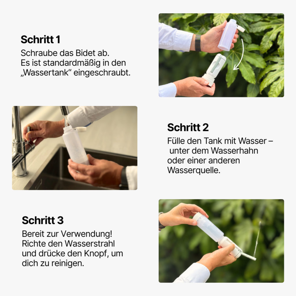 HygieneFlow™ Go – Tragbares Bidet