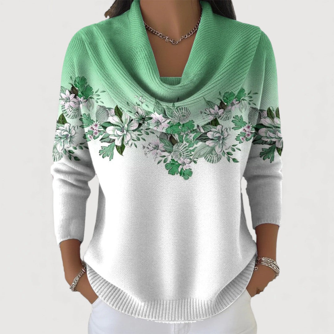 Alba | Pull à Motif Floral avec Col Roulé