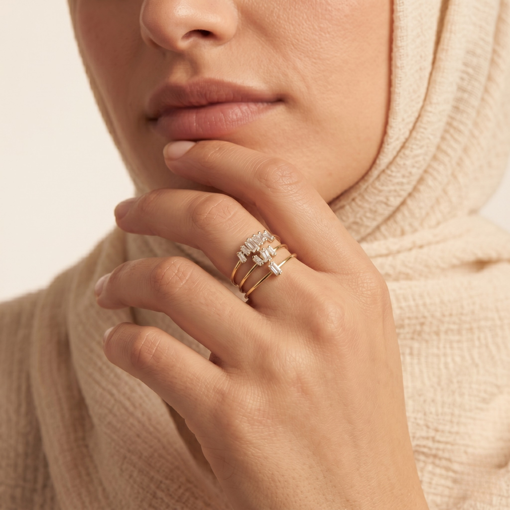Lunaria™ - Elegantes Ring-Set mit Baguette-Design