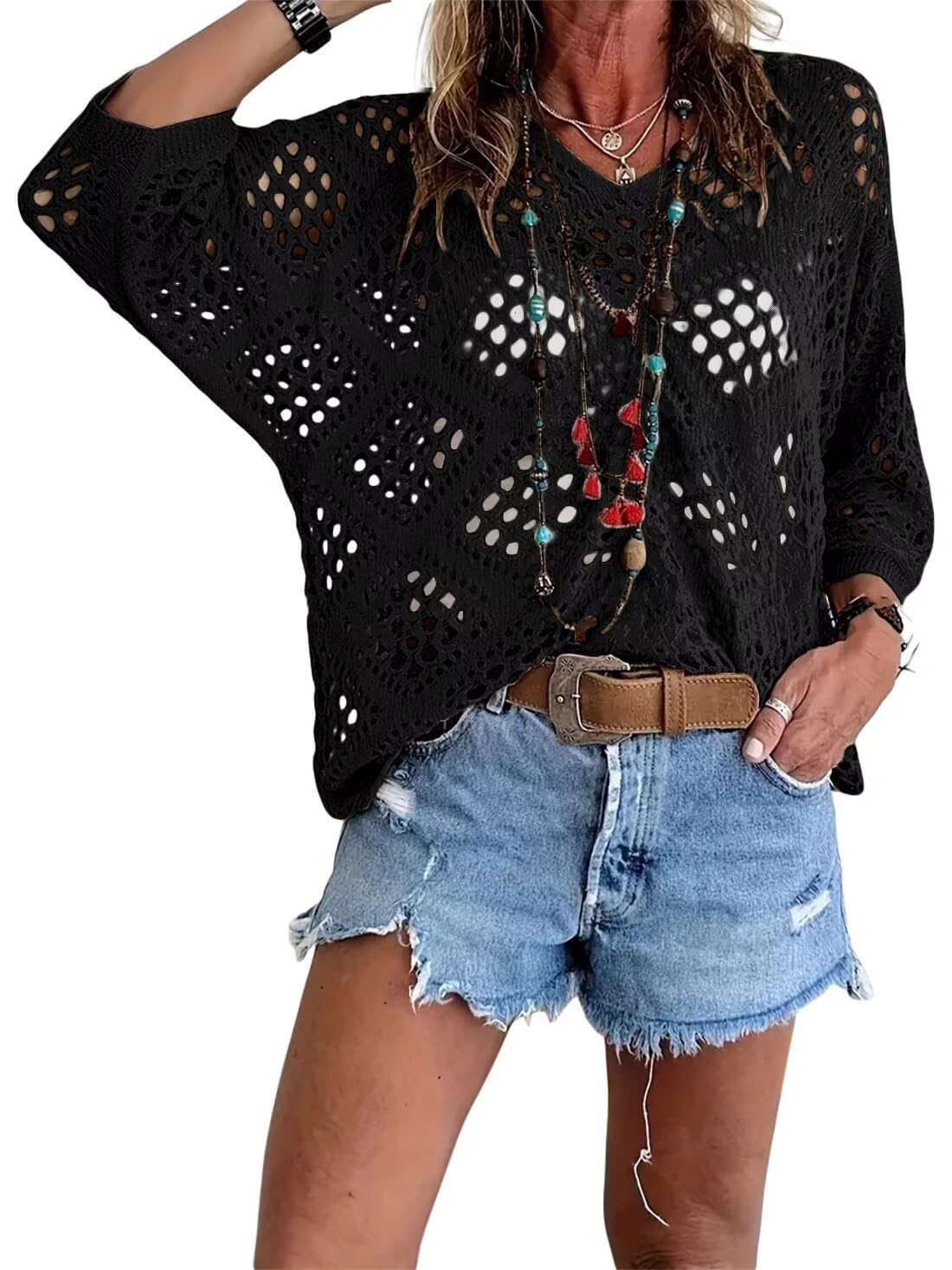 Marielle™ | Boho gehaakte top met V-hals