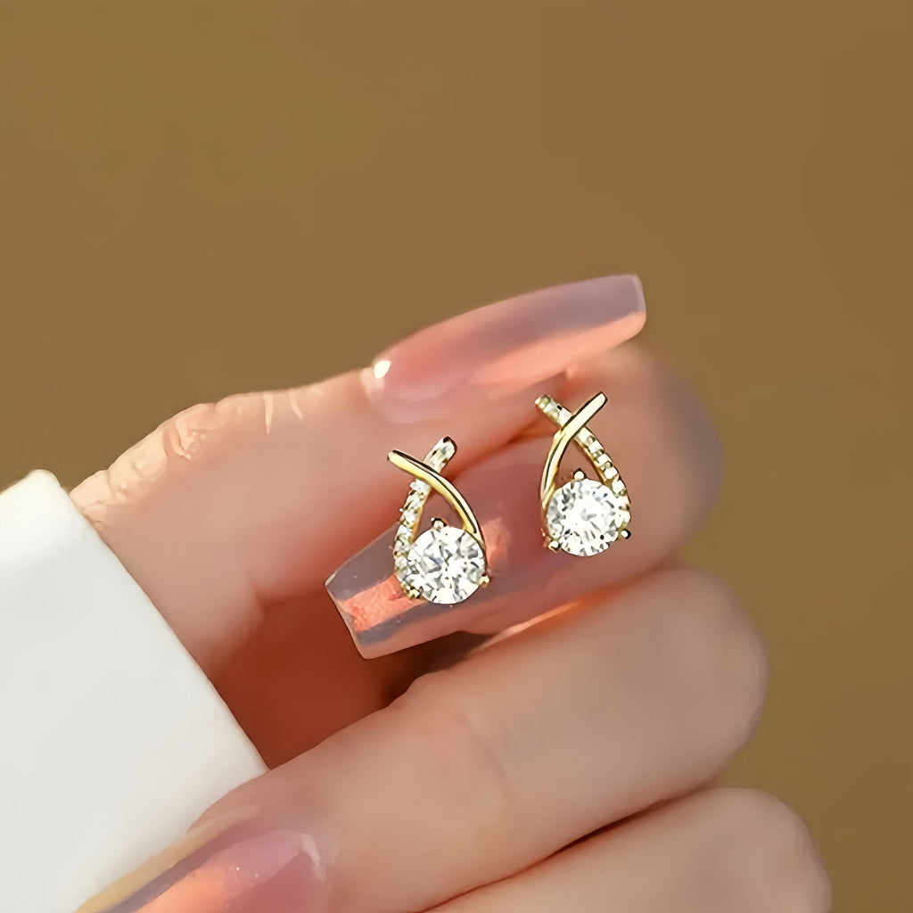 Goldene Kreuzohrringe mit Zirkonia