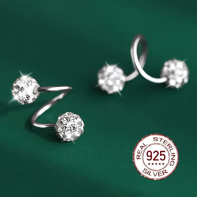 Zweifarbige Supersparkle Zirkonia Doppelspiral-Ohrringe aus Silber und Gold