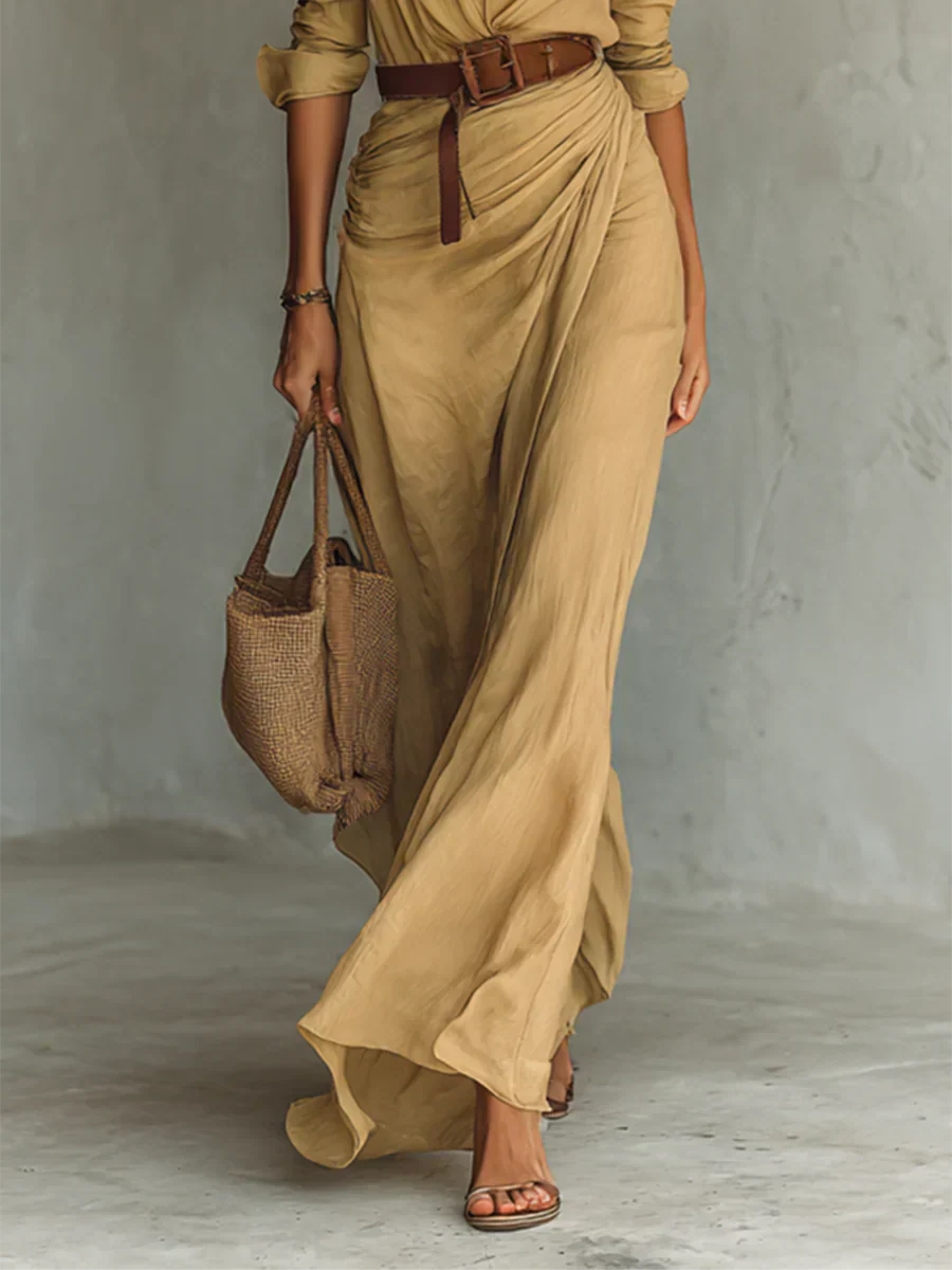 Camille™ | Maxi-jurk met revers en riem