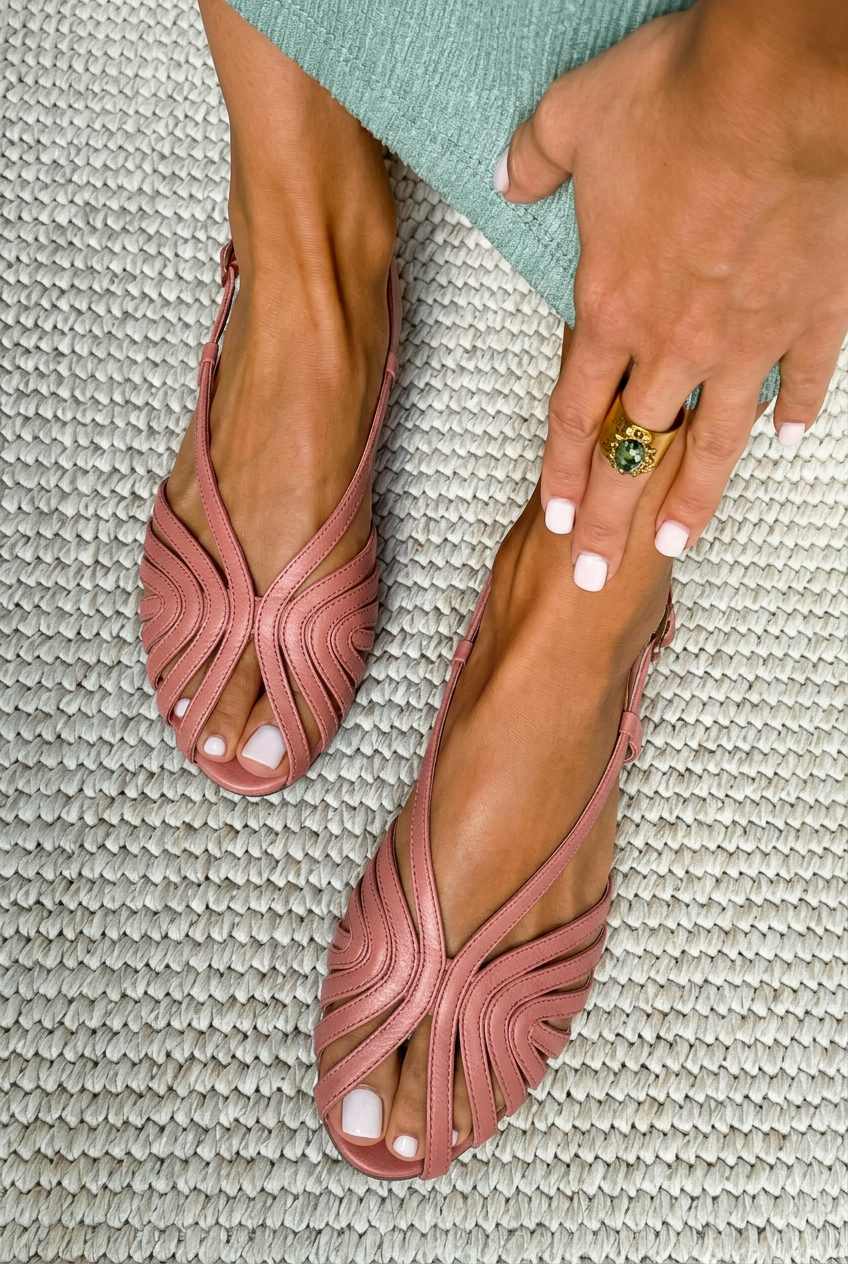 Rote Sommer-Sandalen aus Leder mit Riemen und Käfigmuster, offene Zehenpartie