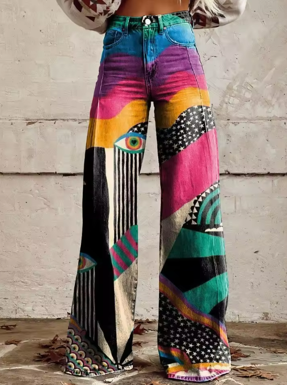 Talia - Broek met wijde pijpen in Boheemse stijl