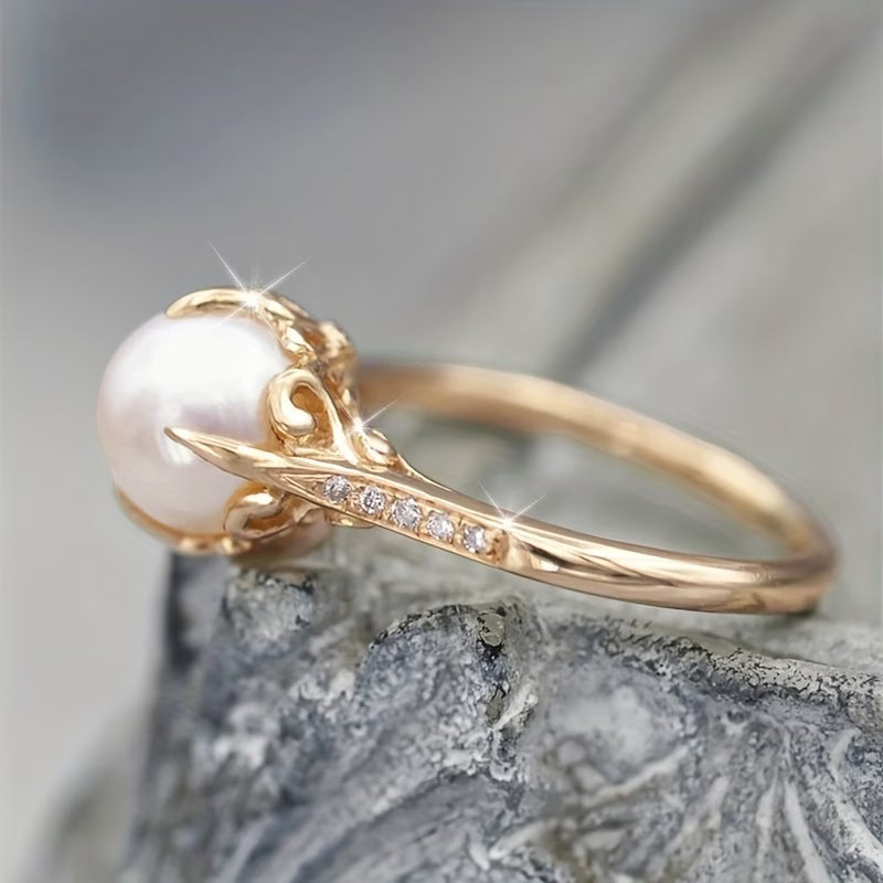 Zarter Ring mit Perle & Kristall
