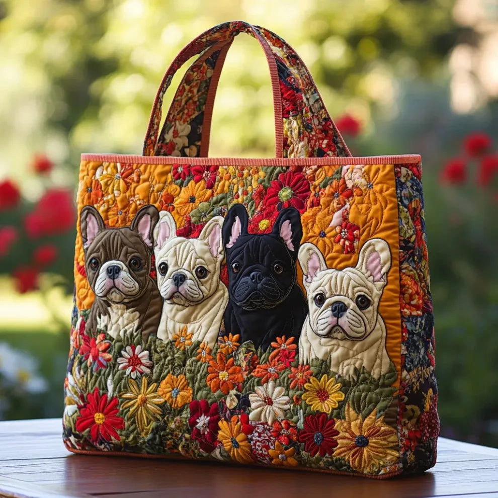 Frenchie-tuin | Handgemaakte gewatteerde handtas