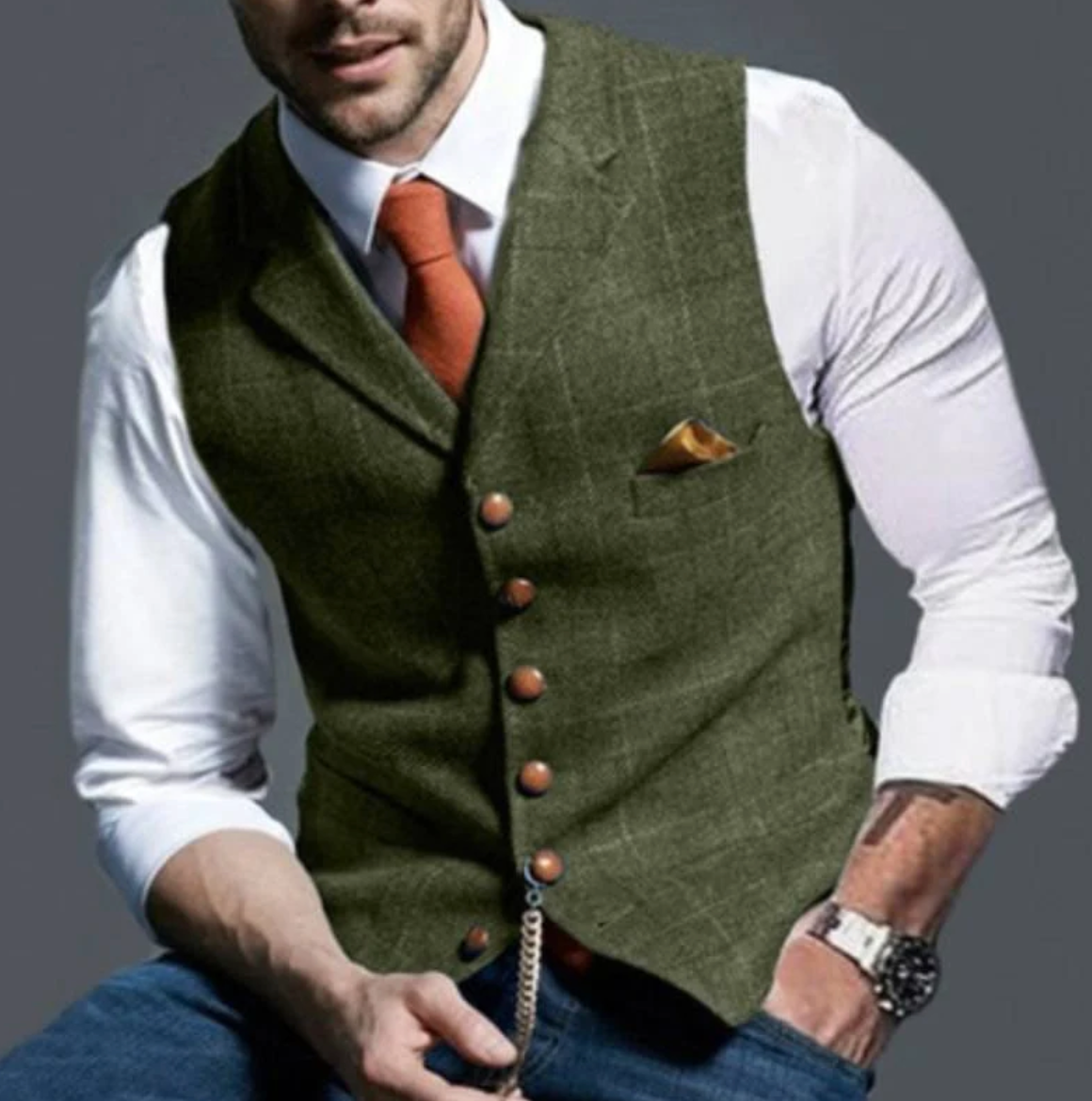 Vincenzo – Elegant tweed gilet voor heren