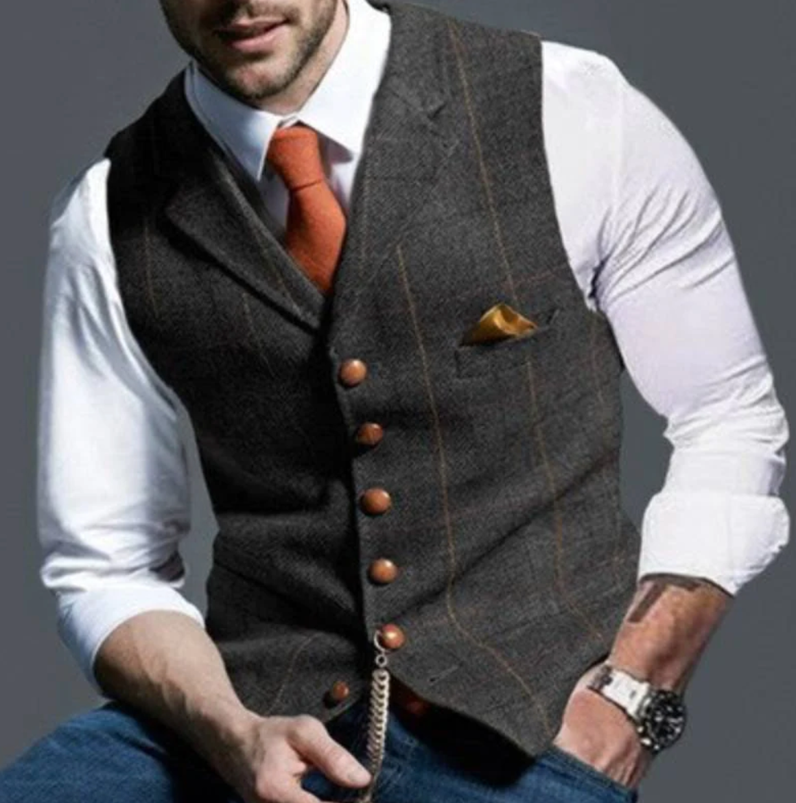 Vincenzo – Elegant tweed gilet voor heren