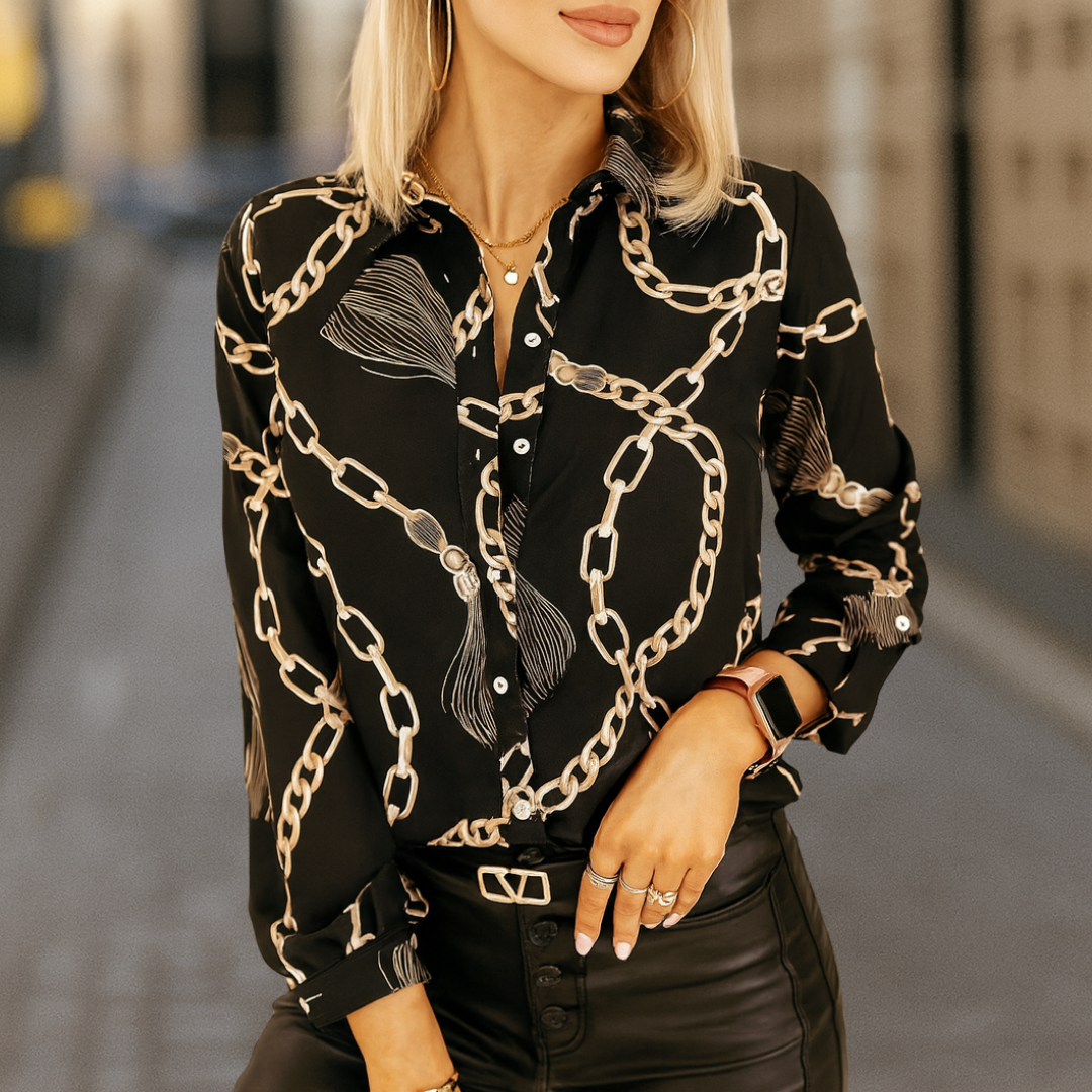 Gabriella Elegante couture damesblouse met kettingschakeldesign