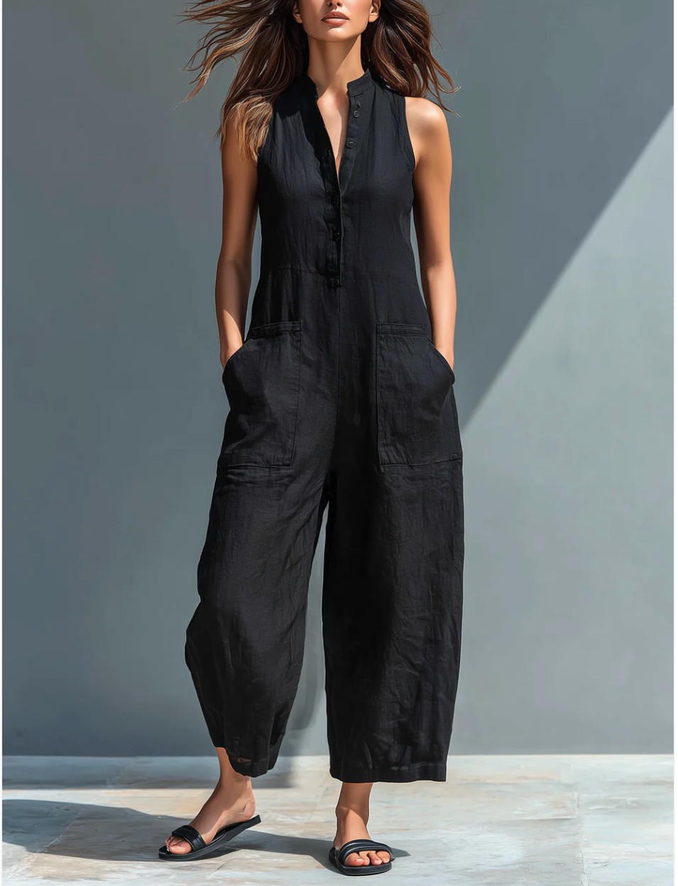 Mouwloze minimalistische jumpsuit