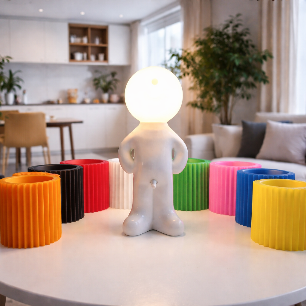 LeuchtMann™ – Decoratieve tafellamp met gekleurde kap