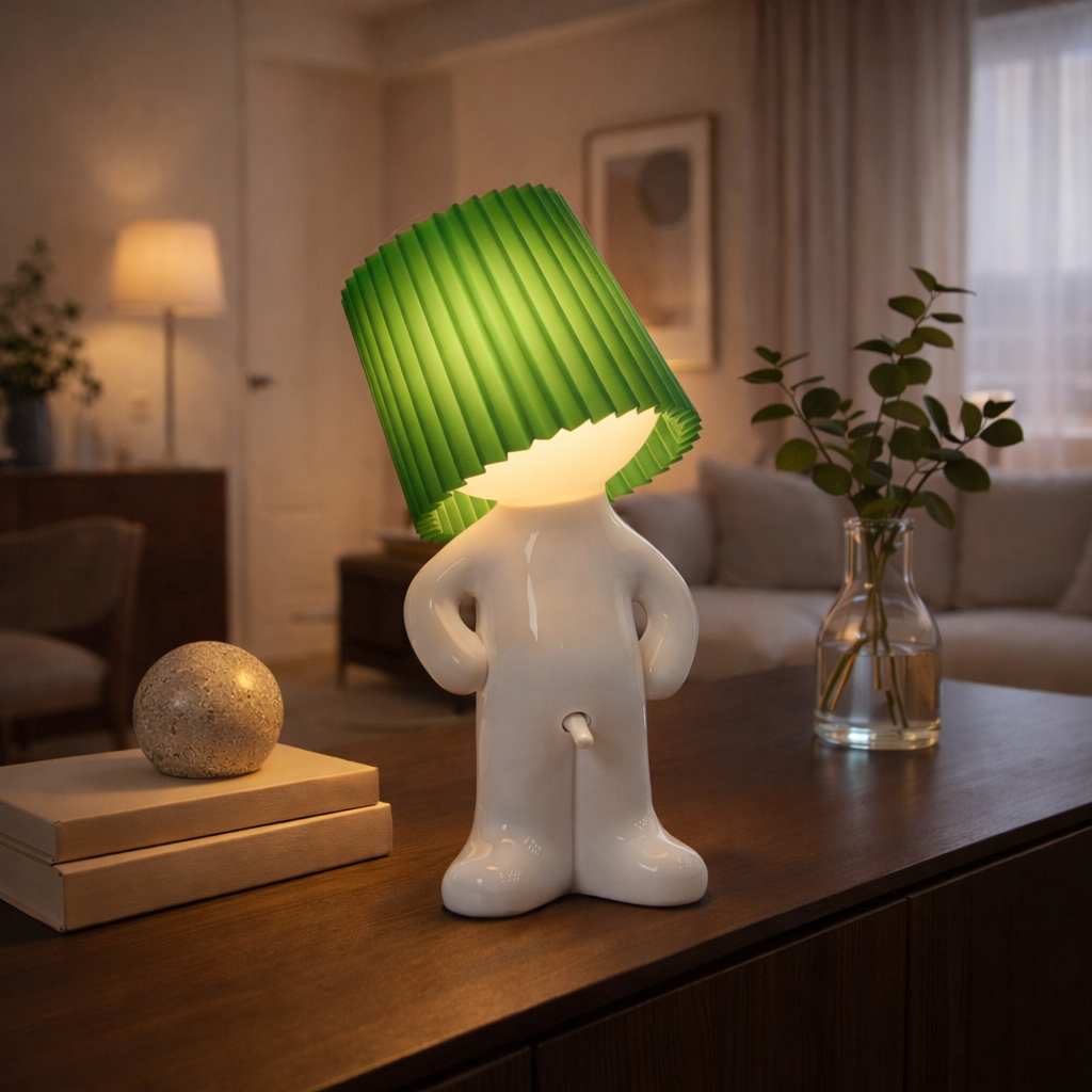 LeuchtMann™ – Decoratieve tafellamp met gekleurde kap