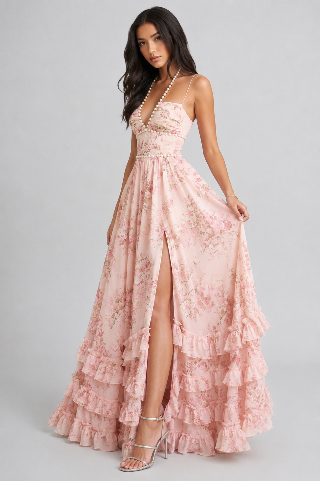 VALESKA | Elegantes Maxikleid im Vintage-Blumenmuster