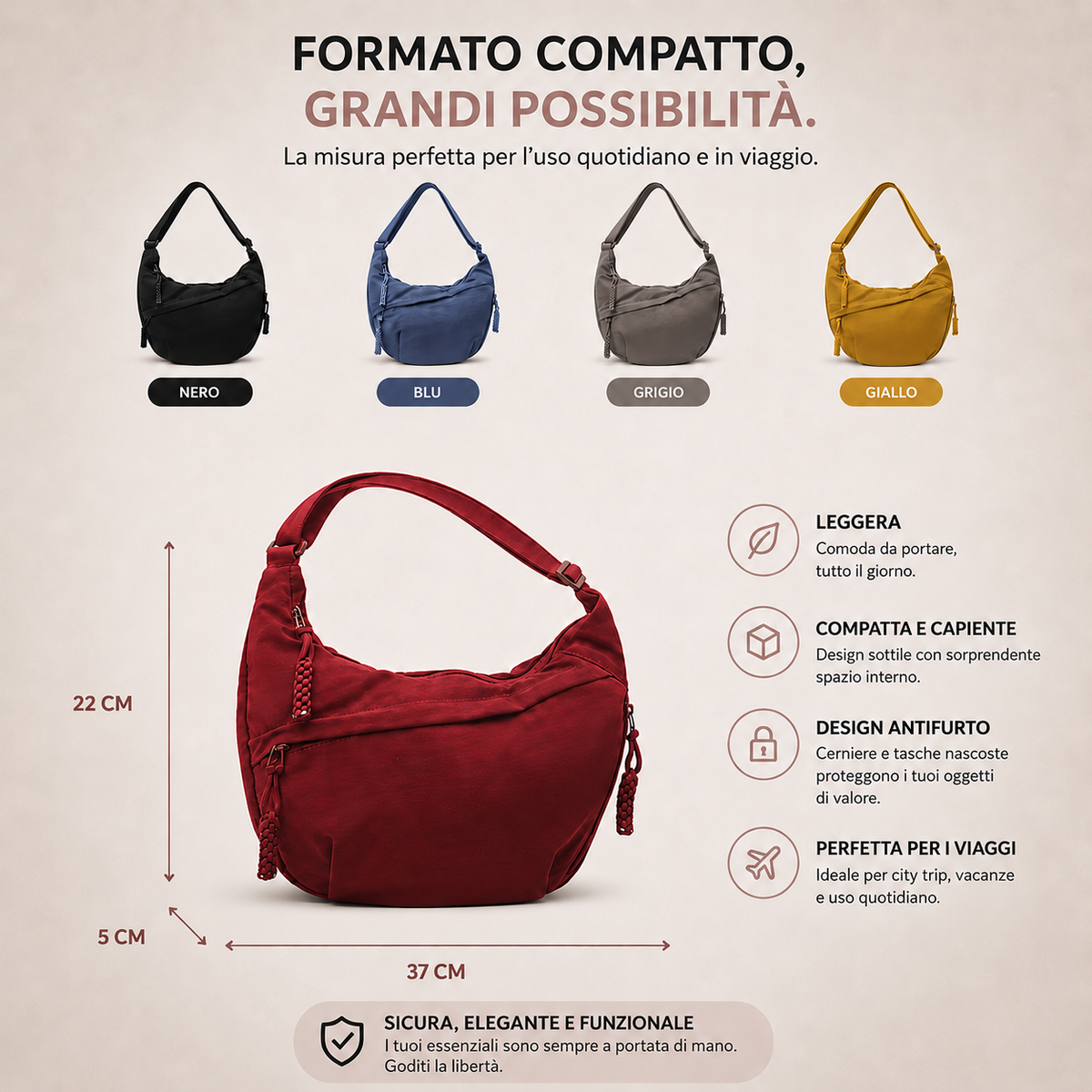 Aria | Schwarze Schultertasche