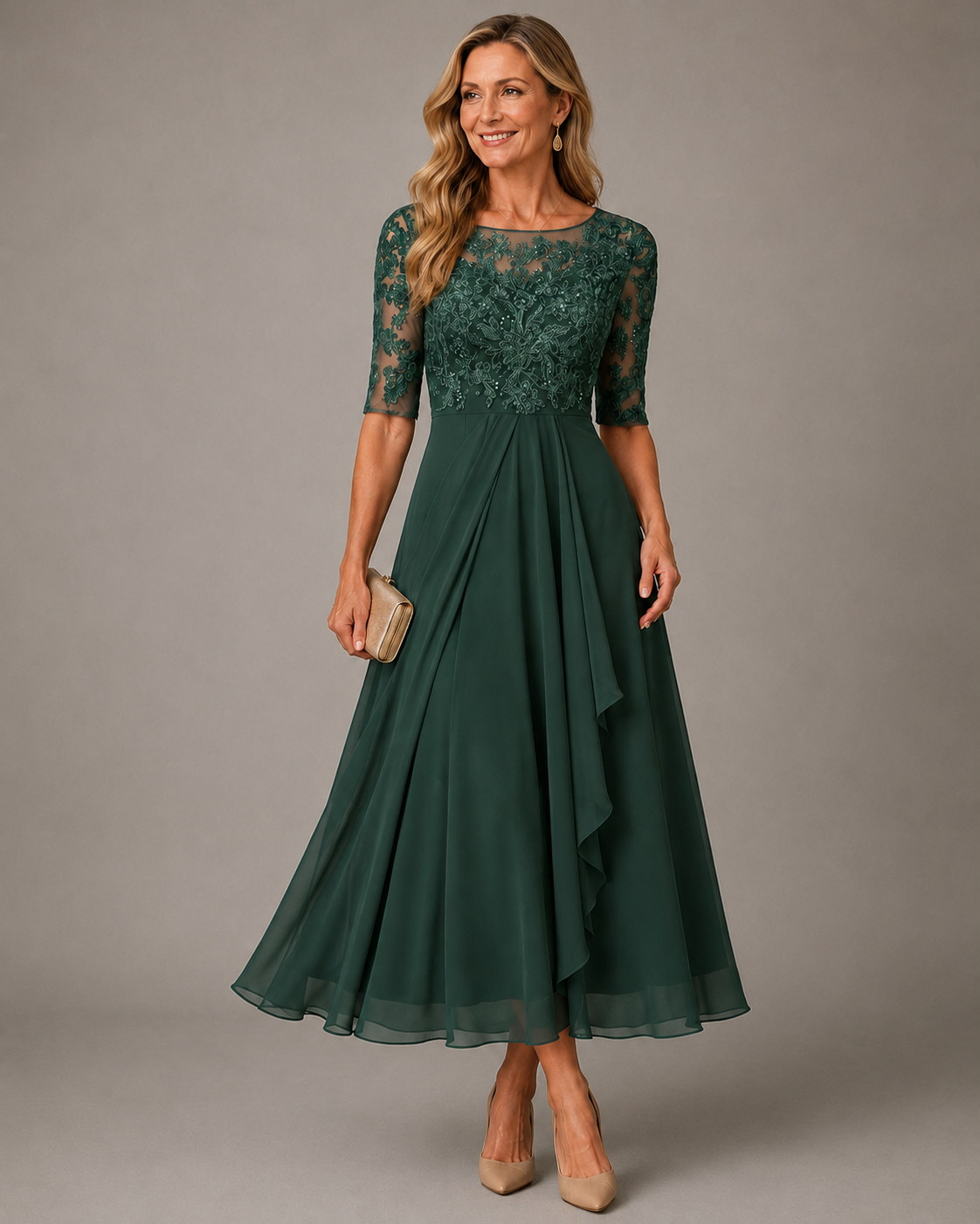 ROSE – Robe Midi en Dentelle Sublimant Votre Silhouette