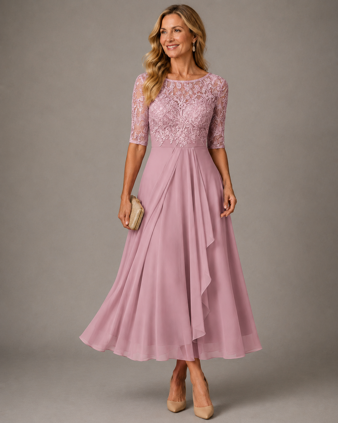 ROSE – Robe Midi en Dentelle Sublimant Votre Silhouette
