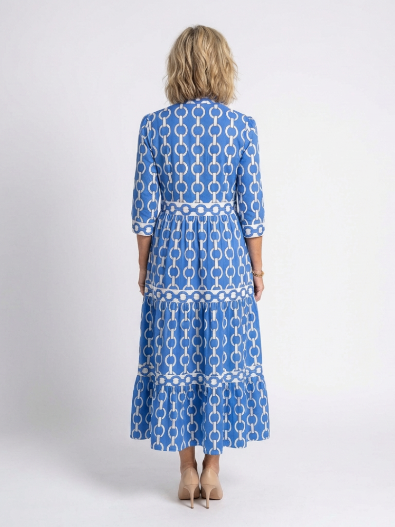 Ysolde | Robe midi à manches trois-quarts avec motif en chaîne