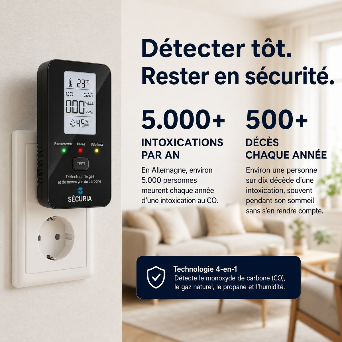 SECURIA™ | 4-en-1 beveiligingsdetector