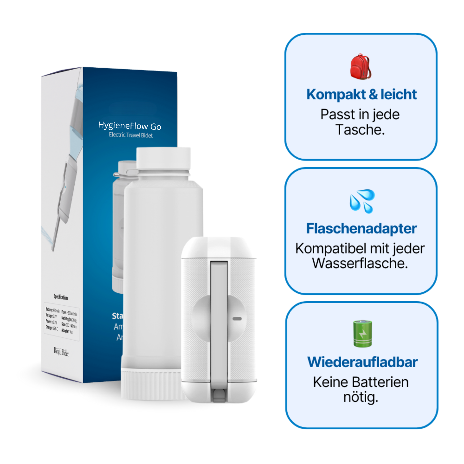 HygieneFlow™ Go – Tragbares Bidet